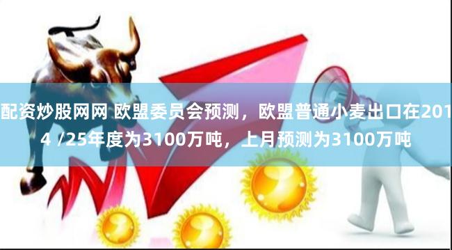 配资炒股网网 欧盟委员会预测，欧盟普通小麦出口在2014 /25年度为3100万吨，上月预测为3100万吨